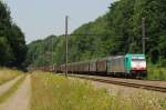 NMBS-SNCB/210646/nmbs-2824-e186-216-in-remersdaal NMBS 2824 E186 216 in Remersdaal op 26-07-2012 met staaltrein.